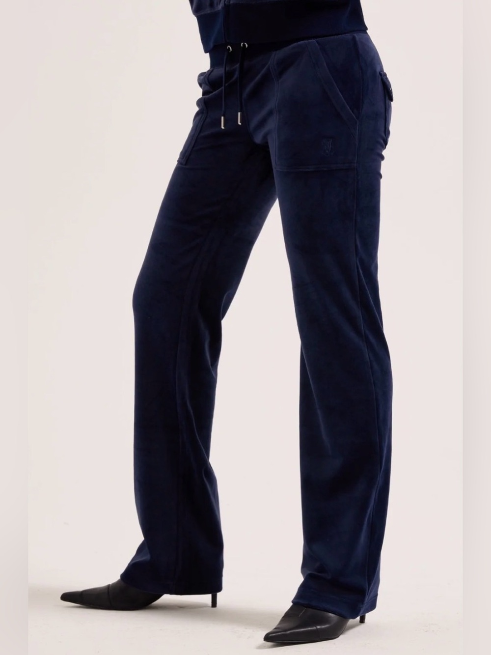 NWOT Juicy Couture Classic Velour Del Ray Pocketed Track Pants Midnight Blue 3XL
